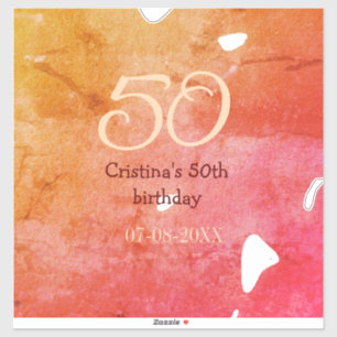 Adesivo Orange red 50 aniversário adicione nome data p