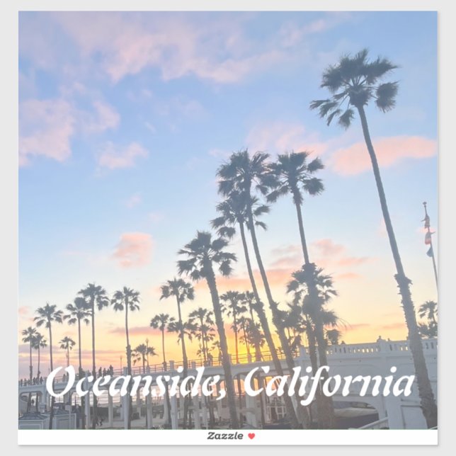 Adesivo Orange Sunset na praia Oceanside California (Folha)