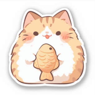 Adesivo Orange Tabby Cat ama Taiyaki Sticker