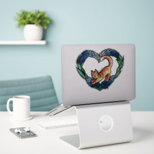 Adesivo Orange Tabby Cat Heart Art Cute texas bluebonnet