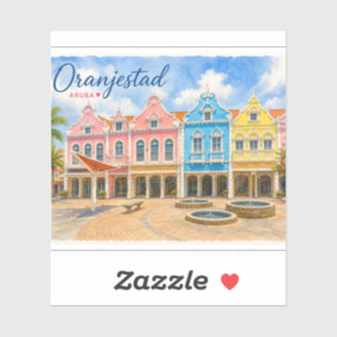 Adesivo Oranjestad Aruba Ilha Caribe Viagem Lembrança