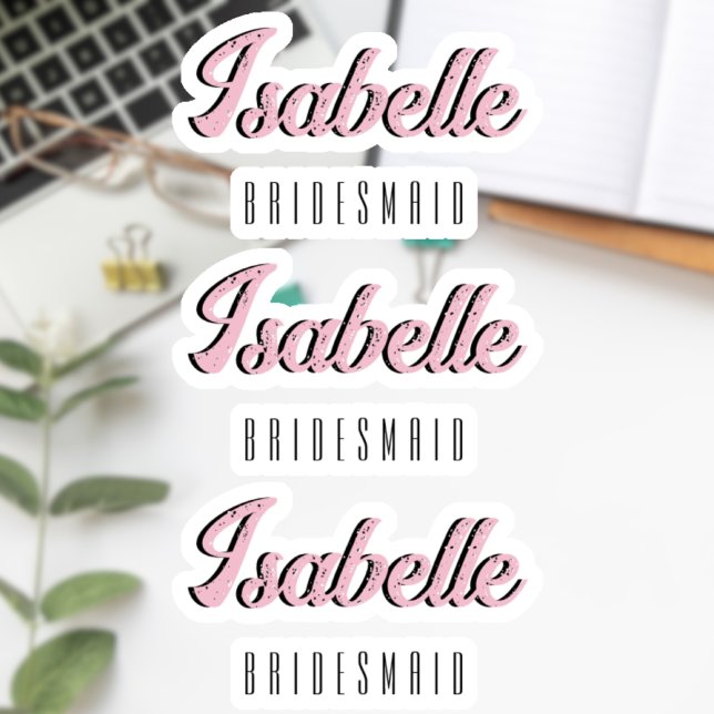 Adesivo Orchid Rosa 3D Nome Divertido Damas de Honra   (Criador carregado)