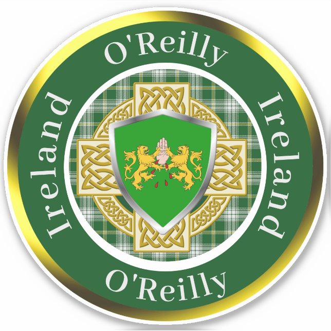 Adesivo O'Reilly Irish Shield/Celtic Cross Personalizado (Frente)