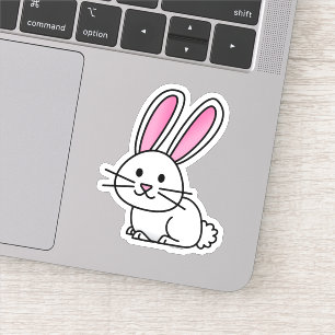 Adesivo Orelhas longas da cauda macia branca afortunada do