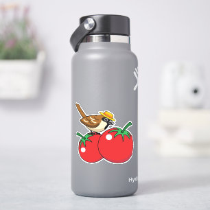 Adesivo Organic Lover Sparrow Eating Red Tomato