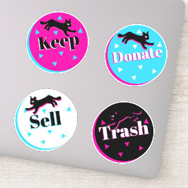 Adesivo Organização Konmari Geométrica Rosa Preta dos Gato