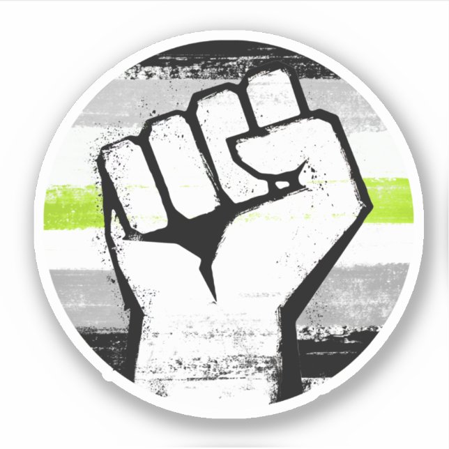 Adesivo Orgulho Agênero Punho Círculo Impressão (Frente)