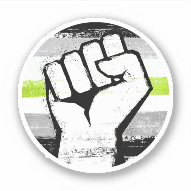 Adesivo Orgulho Agênero Punho Círculo Impressão (Frente)