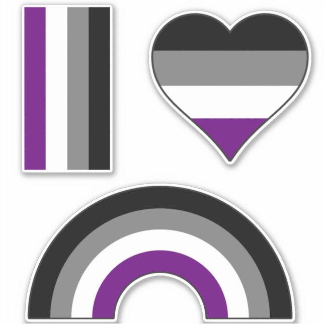 Adesivo Orgulho Asexual Arco-Íris +{ Ace | Demi | Cinzas } (Frente)