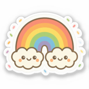 Adesivo Orgulho Colorido do Arco-Íris Kawaii