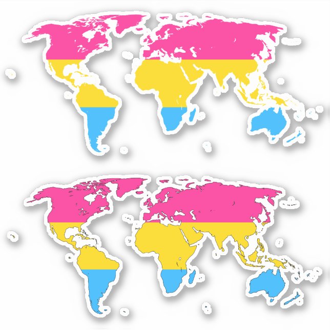 Adesivo Orgulho da Pansexualidade - Mapa do Mundo (Frente)