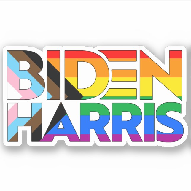 Adesivo Orgulho de Progresso LGBTQ+ de Biden Harris (Frente)