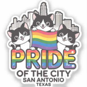 Adesivo Orgulho de San Antonio City Texas EUA Rainbow Flag
