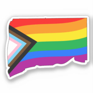 Adesivo Orgulho do Estado de Connecticut Progresso LGBTQ O