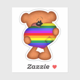 Adesivo Orgulho gay LGBT Teddy Bear Amor Coração