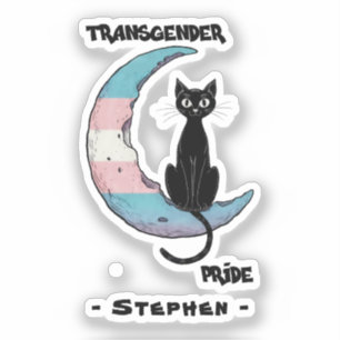 Adesivo Orgulho Transgênero - Gato Negro na Lua de Sinaliz