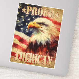 Adesivo Orgulhoso americano. Bald Eagle e Bandeira dos Est
