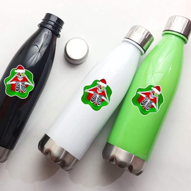 Adesivo Ornações Vermelhos do Pai Natal (Fun skeleton vinyl stickers for Christmas.)