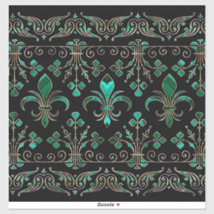 Adesivo Ornamento Fleur-de-lis Malachite Green