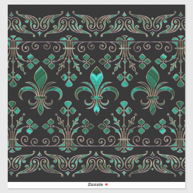 Adesivo Ornamento Fleur-de-lis Malachite Green (Folha)