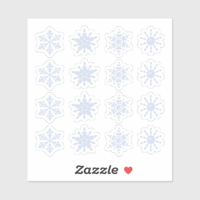 Adesivo Ornamentos Flocos de Neve Azul-Gelo (Folha)