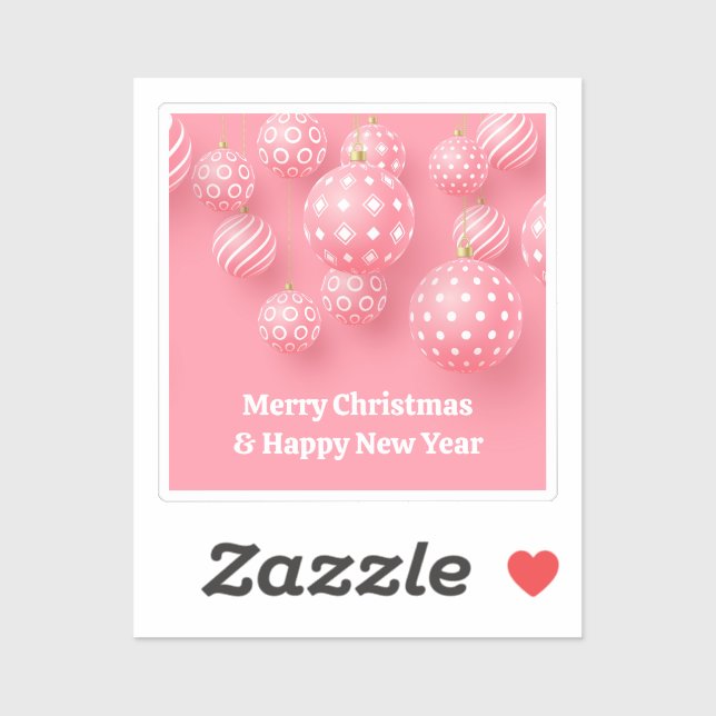 Adesivo Ornamentos Rosa Feliz Natal E Feliz ano novo (Folha)