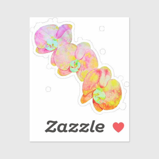 Adesivo Orquídeas Caribe, flores aquáticas tropicais (Folha)