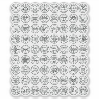 Adesivo Os 72 Sinais Demônios De Ars Goetia (preto)