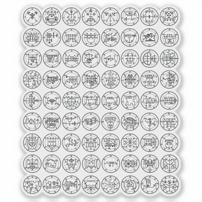 Adesivo Os 72 Sinais Demônios De Ars Goetia (preto) (Frente)