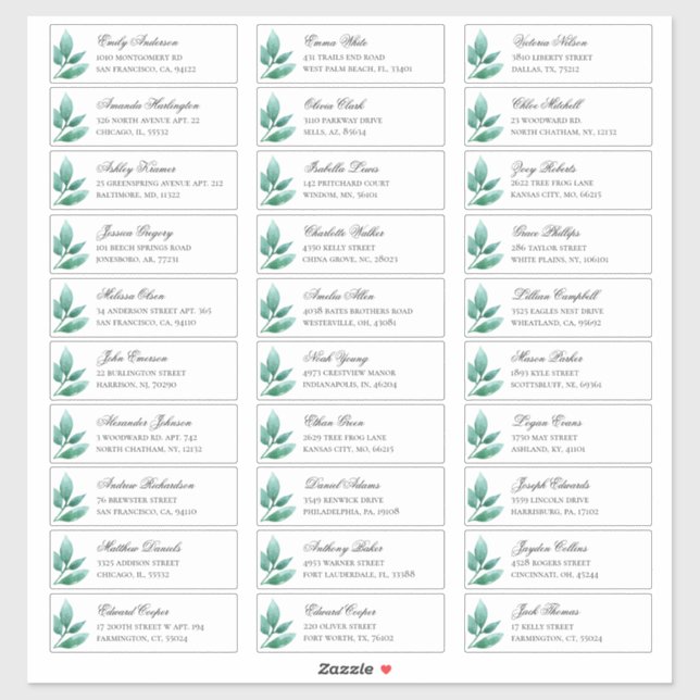 Adesivo Os convidados botânicos verdes se dirigem. Etiquet (Folha)