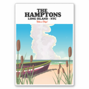 Adesivo Os Hamptons Long island NYC, cartaz de viagem.