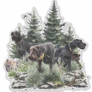 Adesivo Os Ponteiros Wirehaired Alemães, Arte