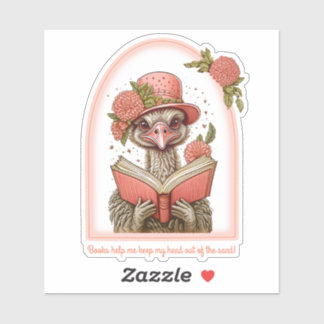 Adesivo Ostrich Reading a Book Custom-Cut Vinyl Sticker