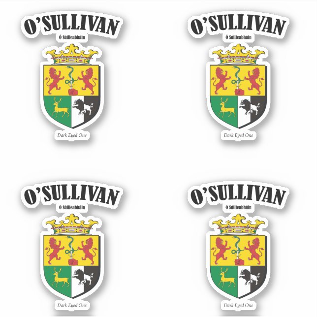 Adesivo O'Sullivan Crest Tradução e Significado Irlandês ( (Frente)