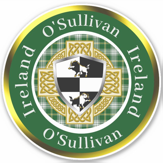 Adesivo O'Sullivan Irish Shield/Celtic Cross Personalizado (Frente)