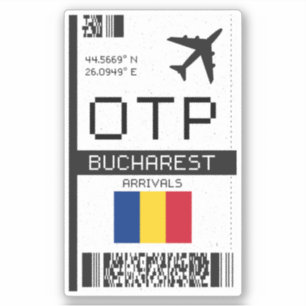 Adesivo OTP Bucareste, Romênia - Passagem de embarque - Ae