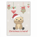 Adesivo Otter Christmas Snow<br><div class="desc">A lontra do Natal com luzes de fadas. Animais engraçados com presentes e neve nas férias. Também é engraçado para o natal em julho. As lontras são animais bonitos e perfeitos para o Natal.</div>