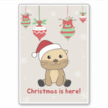 Adesivo Otter Christmas Snow Winter Animals Otter Sticker<br><div class="desc">The otter at Christmas with fairy lights. Funny animals with gifts and snow for the holidays. Also funny for christmas in July. Otters are cute animals and perfect for Christmas.</div>