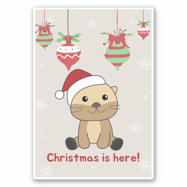 Adesivo Otter Christmas Snow Winter Animals Otter Sticker (Frente)
