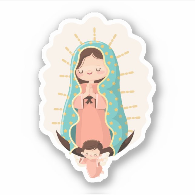 Adesivo Our Lady of Guadalupe with angel Kawaii Style (Frente)