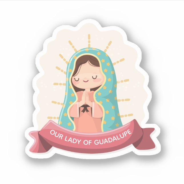 Adesivo Our Lady of Guadalupe with ribbon Kawaii Style (Frente)