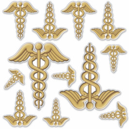 Adesivo Ouro Dois Cobras Caduceus Stick