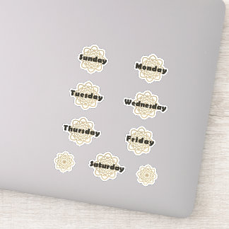 Adesivo Ouro escovado Mandalas Dias da Semana de Fonte Neg