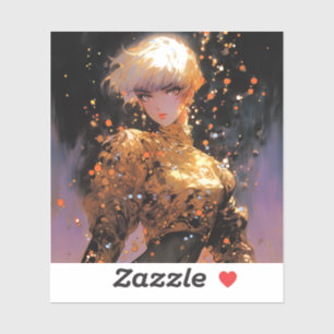 Adesivo Ouro Fiery Fantasy Anime Girl