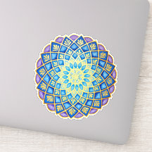 Ouro Flor Azul Roxo Mandala