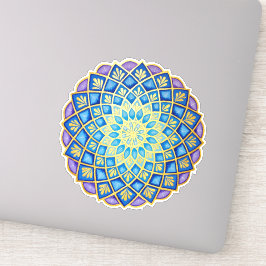 Adesivo Ouro Flor Azul Roxo Mandala