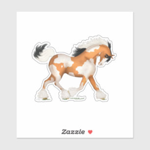 Adesivo Ouro Pinto Cavalo Gypsy Overo Equestre