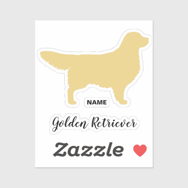 Adesivo Ouro Retriever Cachorro Silhub Vinil Sticker (Folha)