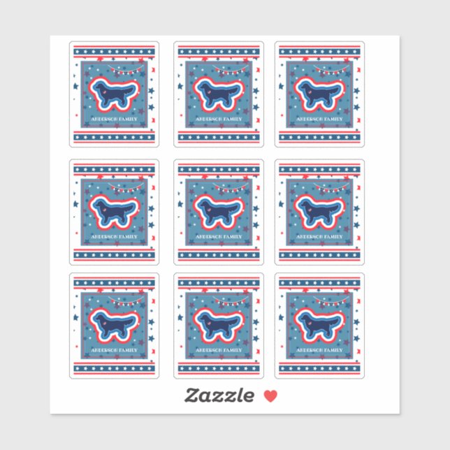 Adesivo Ouro Retriever Stars Red White Blue 4 de julho (Folha)