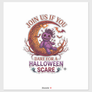 Adesivo Ouse Halloween Medo Boneca Voodoo Roxa Crescente M